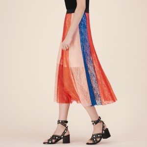 Maje Midi Skirt Size 1 Multicolor Lace